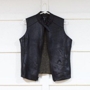 LORD & TAYLOR Genuine Leather Sherpa Fleece Lined Vest | Size 6